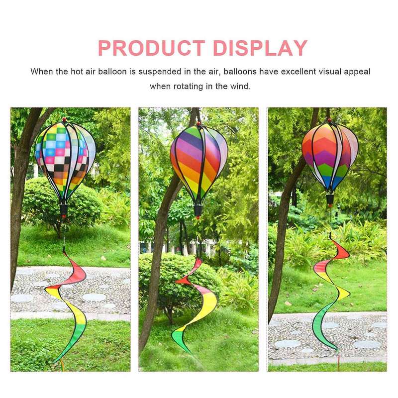 3pcs Balloon Wind Spinner Striped Checkered Windsock Balloon Yard Decor Spiral Balloon Windmill
