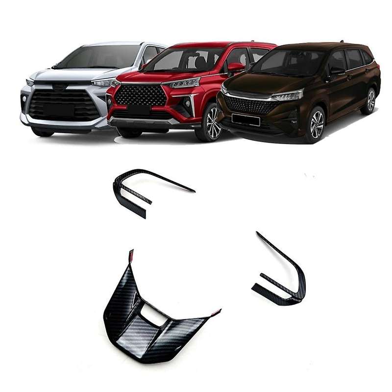 3pcs Car Carbon Fiber Steering Wheel Panel Cover Trim Frame Sticker for Veloz Avanza/perodua Alza 20