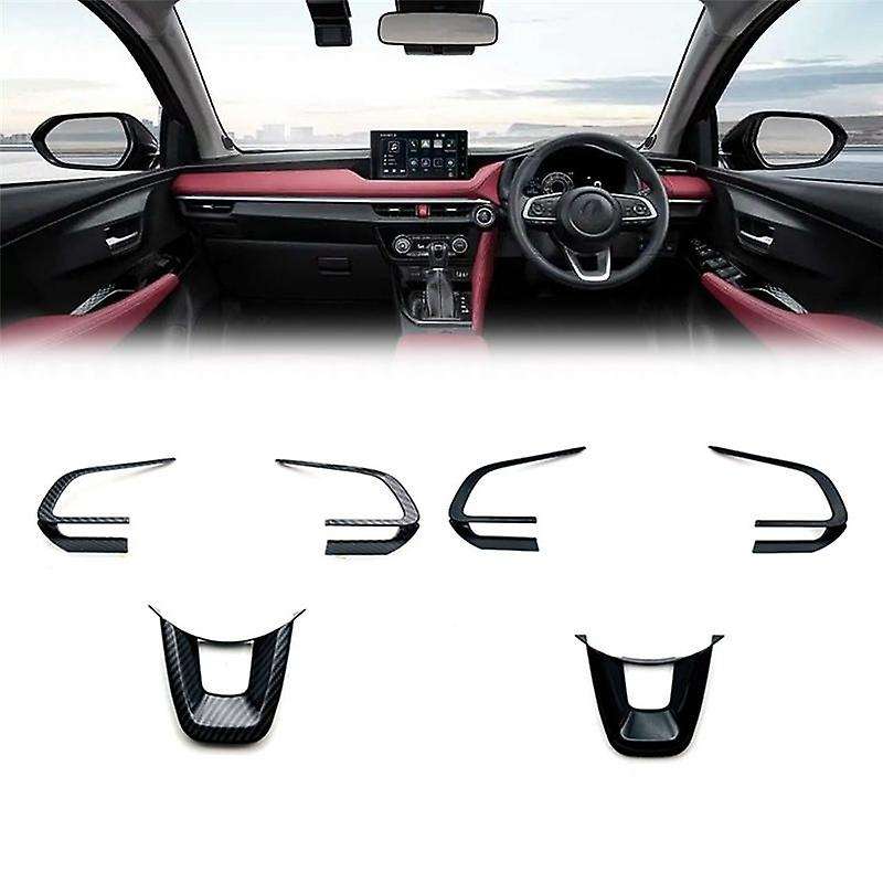3pcs Car Carbon Fiber Steering Wheel Panel Cover Trim Decoration Frame Sticker for Yaris Ativ / Voi
