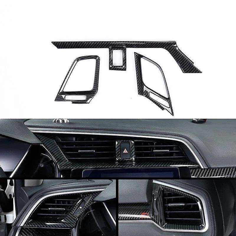 3PCS Car Air Conditioning Vent Trim Carbon Fiber Air outlet Frame Decoration Accessories for 2016-20