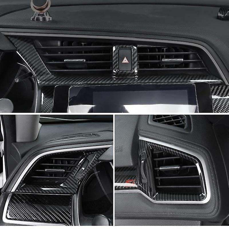 3PCS Car Air Conditioning Vent Trim Carbon Fiber Air outlet Frame Decoration Accessories for 2016-20