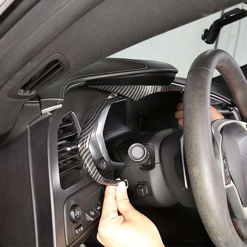 3pcs Car Carbon Fiber Interior Dashboard Meter Display Frame Cover for Corvette C7 2014-2019 Lhd