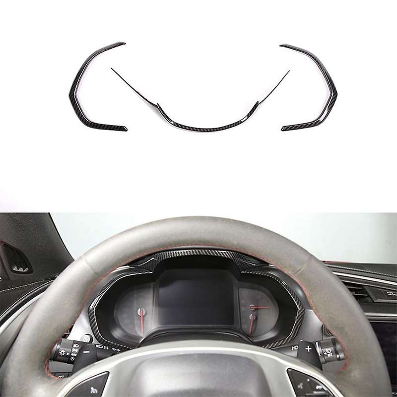 3pcs Car Carbon Fiber Interior Dashboard Meter Display Frame Cover for Corvette C7 2014-2019 Lhd