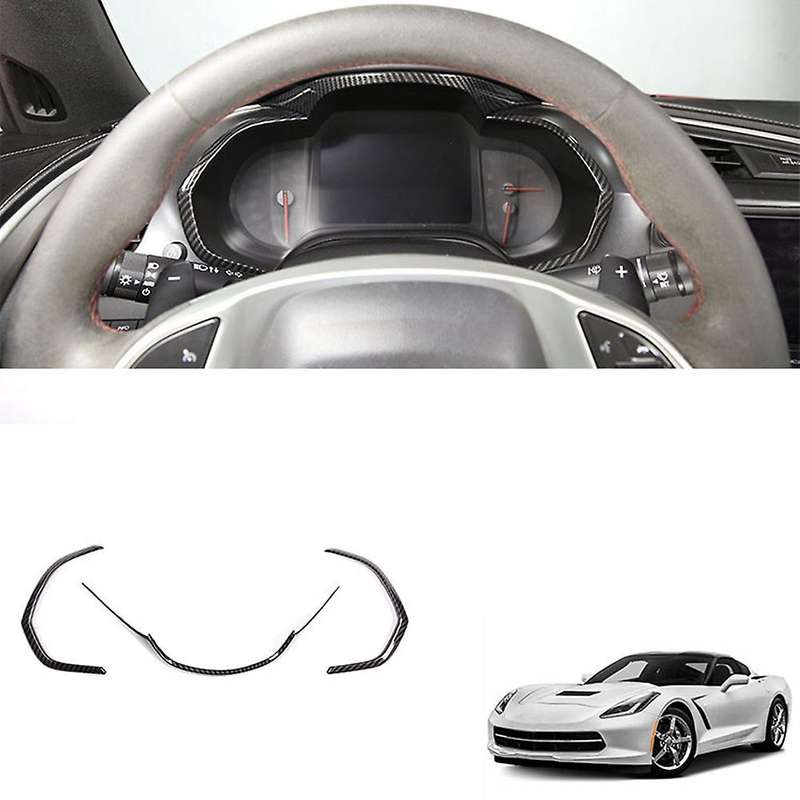 3pcs Car Carbon Fiber Interior Dashboard Meter Display Frame Cover for Corvette C7 2014-2019 Lhd