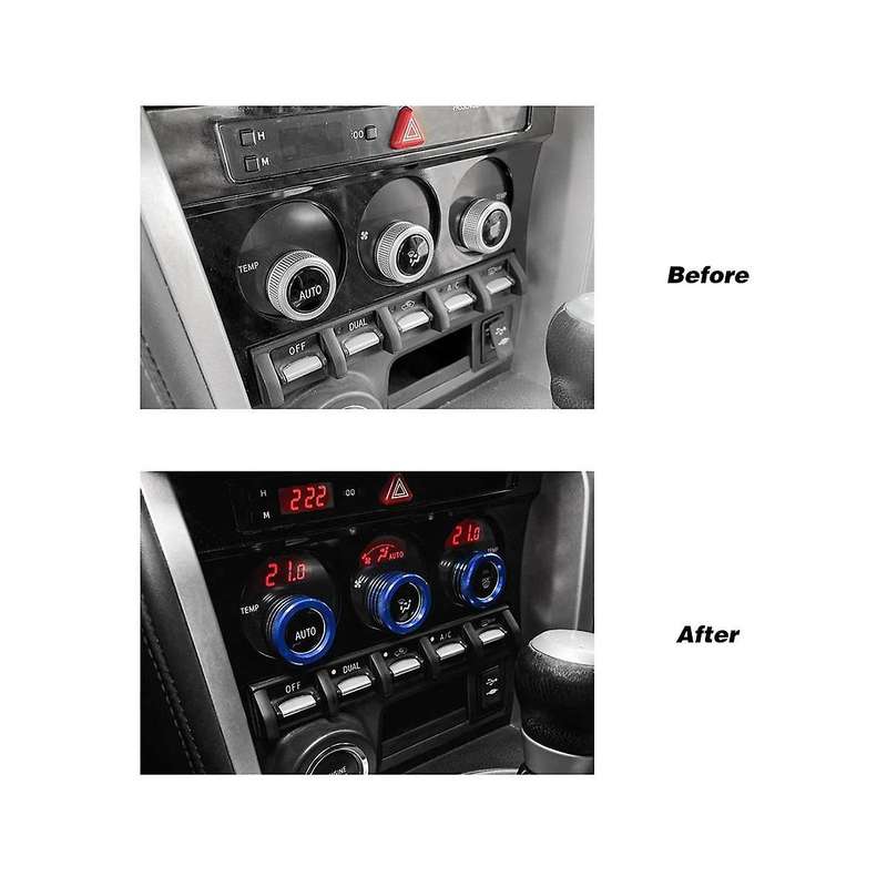 3pcs Car Center Console Air Ac Knob Volume Rings Cover Button for Brz 86 Gt86 2013-2020 Blue