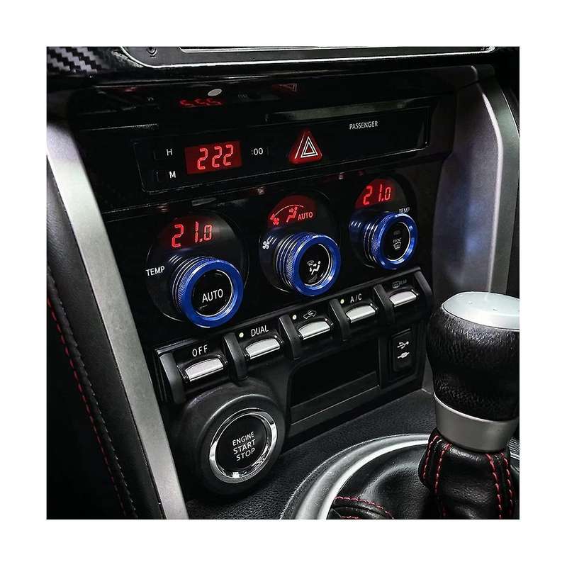 3pcs Car Center Console Air Ac Knob Volume Rings Cover Button for Brz 86 Gt86 2013-2020 Blue