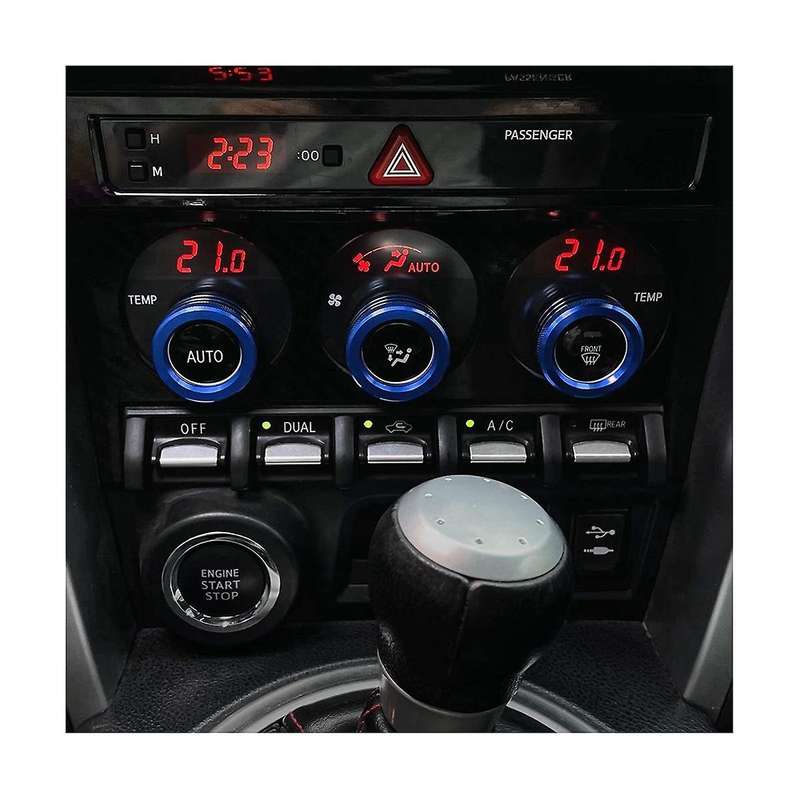3pcs Car Center Console Air Ac Knob Volume Rings Cover Button for Brz 86 Gt86 2013-2020 Blue