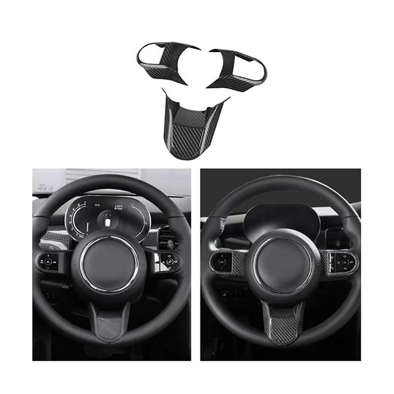 3pcs Car Carbon Fiber Steering Wheel Panel Cover Decoration Sticker for F55 F56 F57 2021 2022