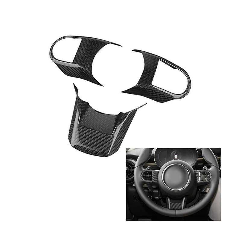 3pcs Car Carbon Fiber Steering Wheel Panel Cover Decoration Sticker for F55 F56 F57 2021 2022