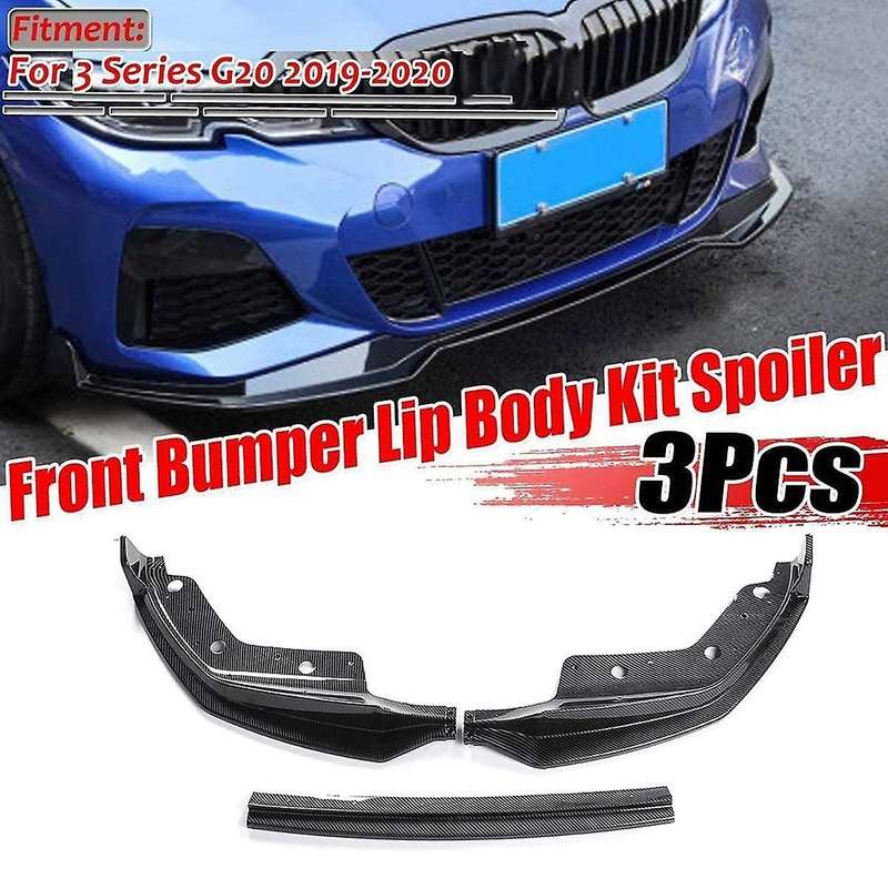 3PCS Car Front Bumper Lip Spoiler Splitter Diffuser Detachable Body Kit for 3 Series G20 2019-2020 C