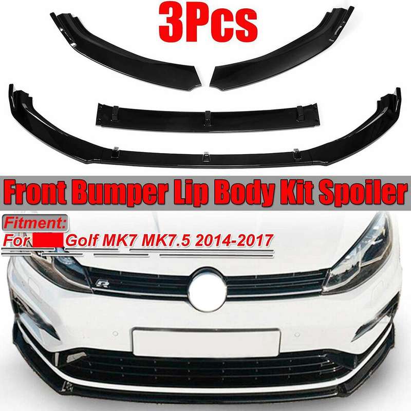 3PCS Car Front Bumper Splitter Lip Cover Trim Spoiler Diffuser Guard for Golf MK7 MK7.5 2014-2017 Fi