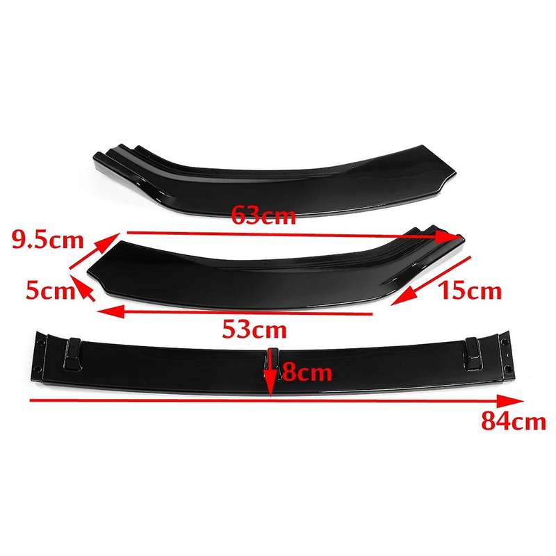 3PCS Car Front Bumper Splitter Lip Cover Trim Spoiler Diffuser Guard for Golf MK7 MK7.5 2014-2017 Fi
