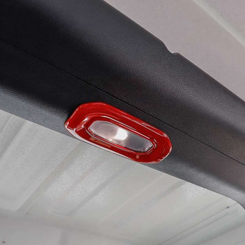3PCs Car Front Middle Rear Reading Light Panel Cover Decor Trim for 2018-2020 JL JLU (Red)