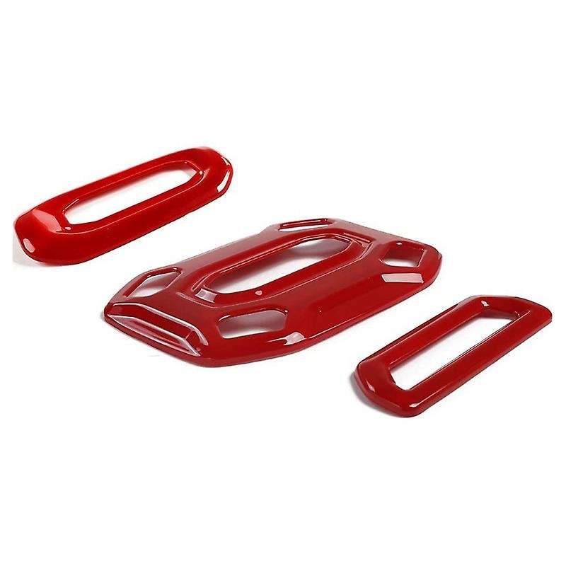 3PCs Car Front Middle Rear Reading Light Panel Cover Decor Trim for 2018-2020 JL JLU (Red)