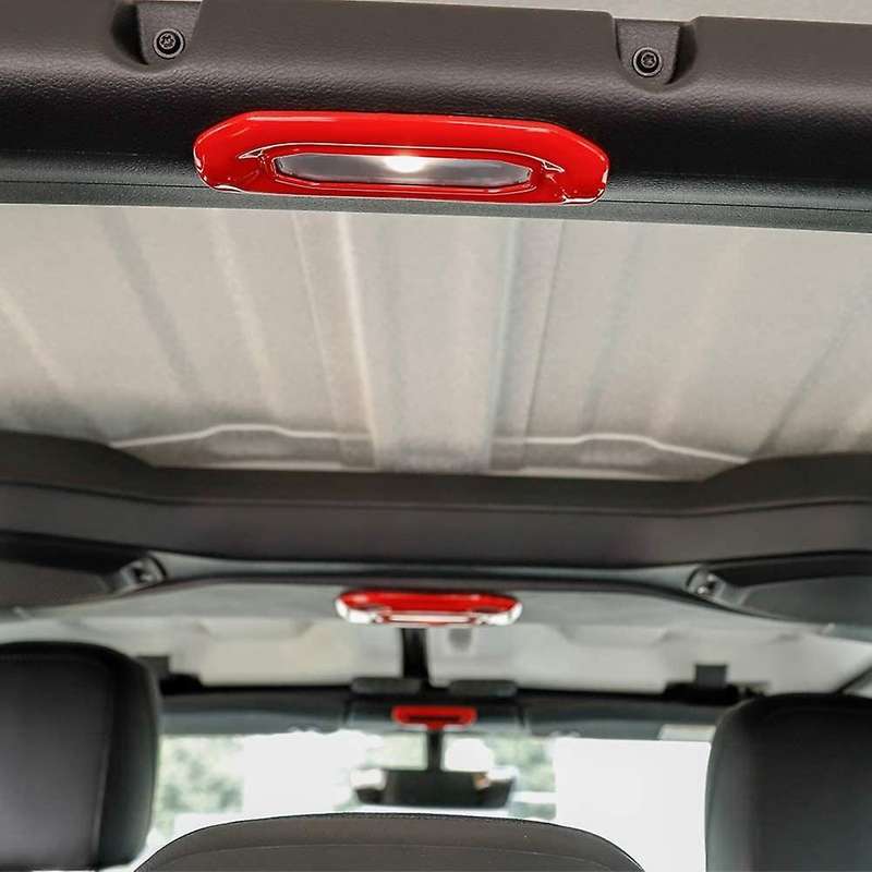 3PCs Car Front Middle Rear Reading Light Panel Cover Decor Trim for 2018-2020 JL JLU (Red)