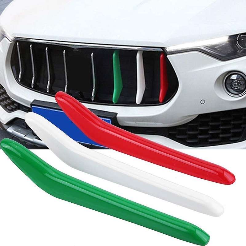 3Pcs Car Grill Insert Trim for 2017-2018 Car Glossy Front Grille Stripes Decor Exterior Styling