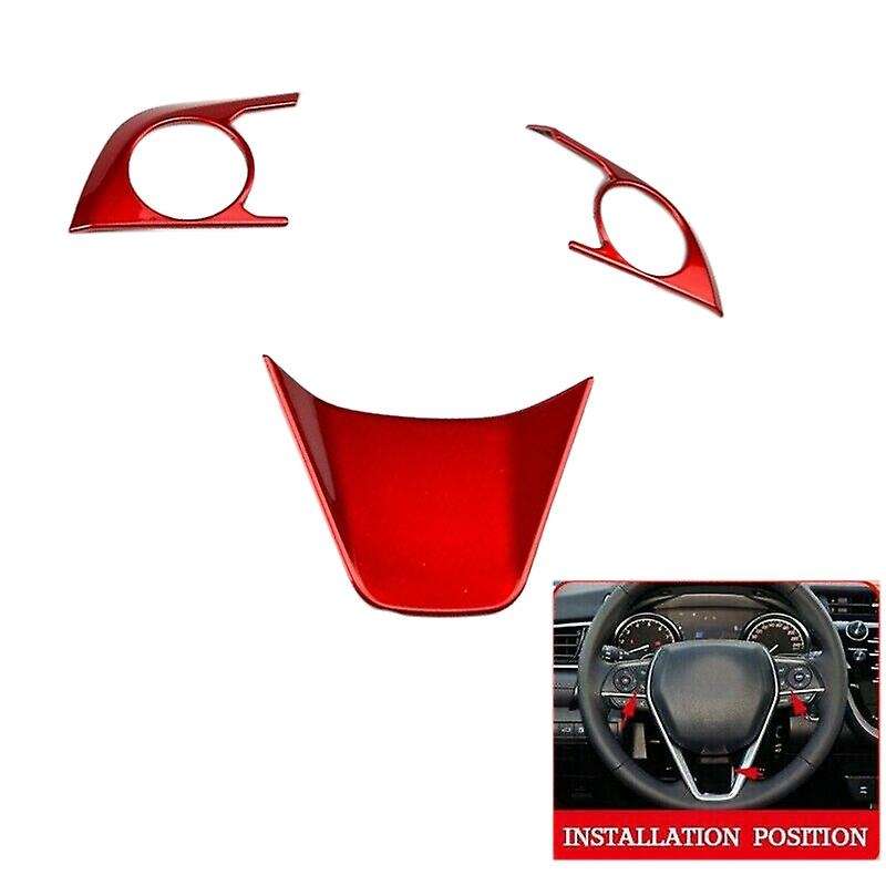 3PCs Car Red Steering Wheel Cover Decoration Trim Kit for 2018 2019