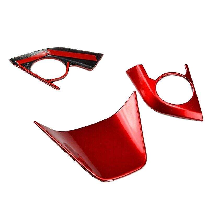 3PCs Car Red Steering Wheel Cover Decoration Trim Kit for 2018 2019