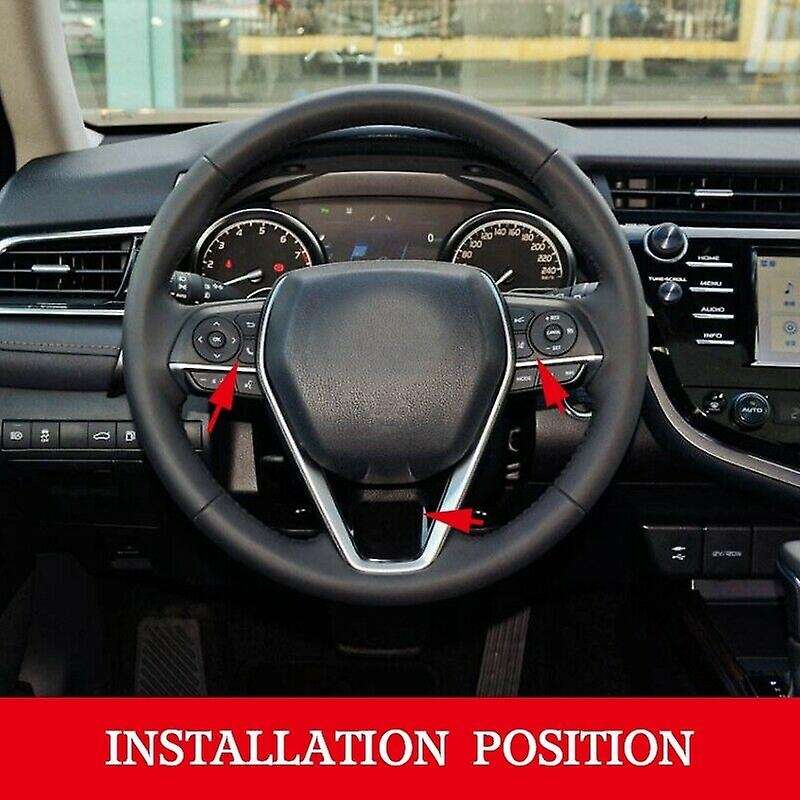 3PCs Car Red Steering Wheel Cover Decoration Trim Kit for 2018 2019