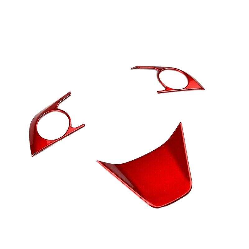 3PCs Car Red Steering Wheel Cover Decoration Trim Kit for 2018 2019
