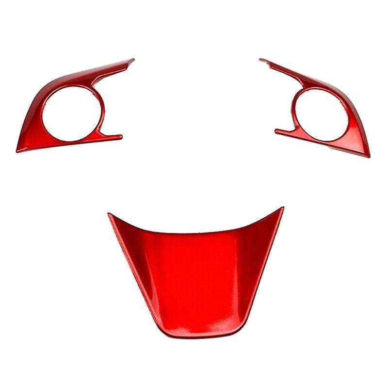 3PCs Car Red Steering Wheel Cover Decoration Trim Kit for 2018 2019