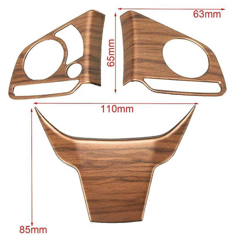 3PCs Car Peach Wood Grain Steering Wheel Trim for -V 2017-2019