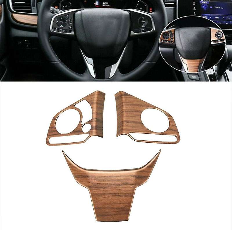 3PCs Car Peach Wood Grain Steering Wheel Trim for -V 2017-2019
