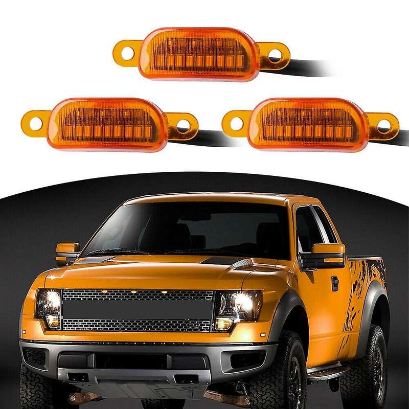 3PCS Car Style Bumper Grille Amber LED Lights for 2014-2019
