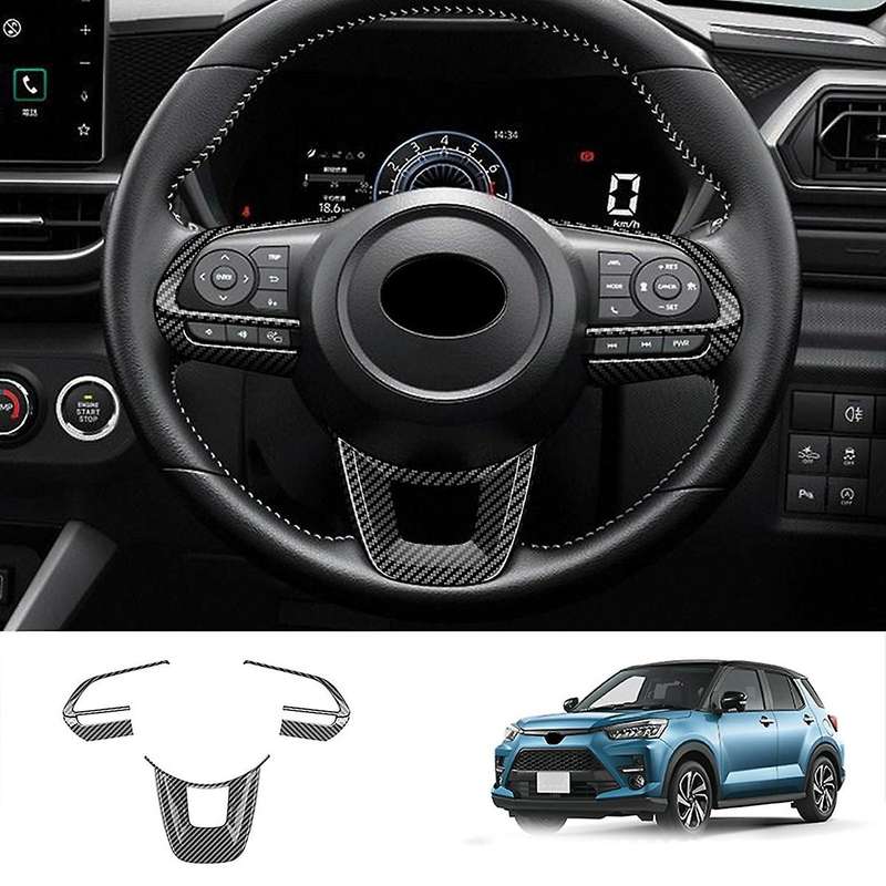 3pcs Carbon Fiber Steering Wheel Trim for Toyota Raize 200 Series