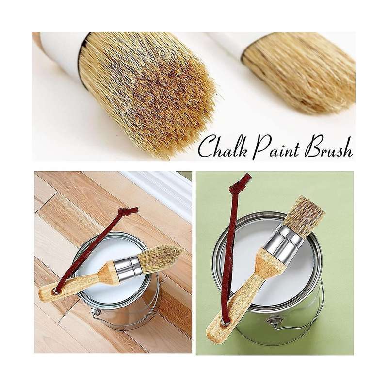 3pcs Chalk and Wax Paint Brushes Oval Brush for Acrylic Painting Bristle Stencil Brushes for Wood F