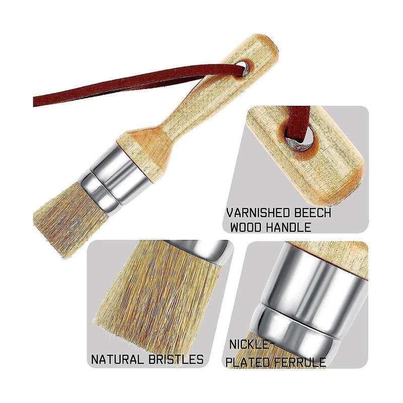 3pcs Chalk and Wax Paint Brushes Oval Brush for Acrylic Painting Bristle Stencil Brushes for Wood F