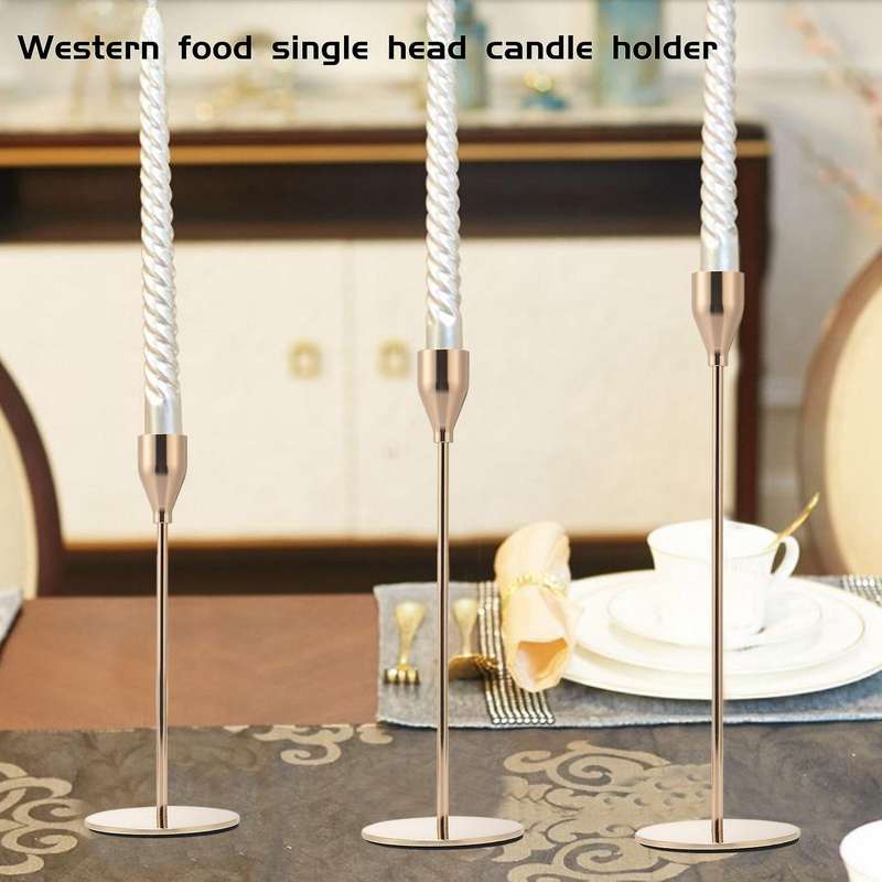 3pcs Chinese Style Metal Candle Holders Simple Golden
