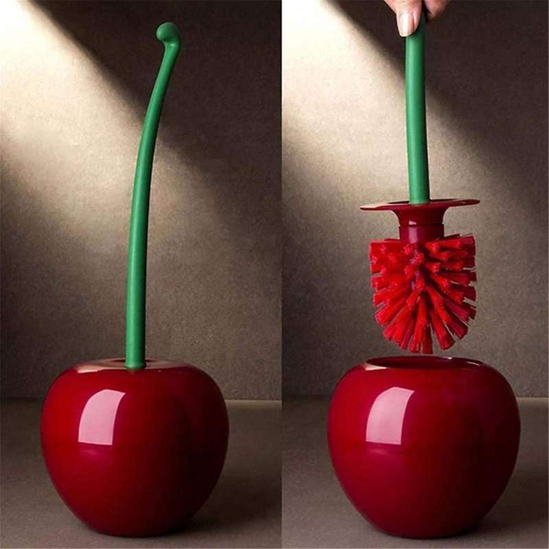 3PCS Cherry Toilet Brush Bathroom Brush Cleaner Toilet Bowl Brush and Holder Set with Long Handle fo