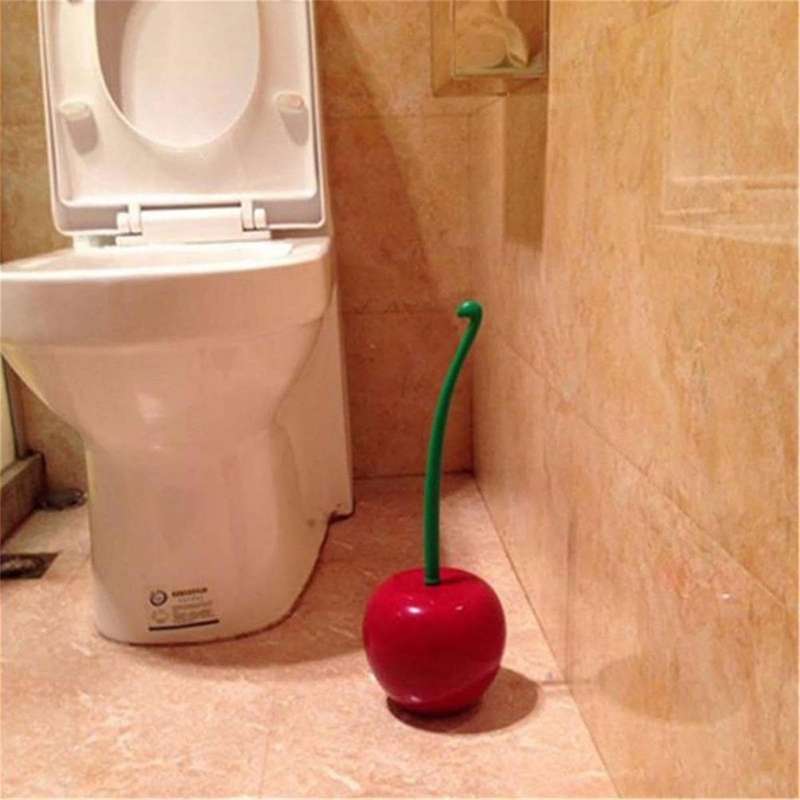 3PCS Cherry Toilet Brush Bathroom Brush Cleaner Toilet Bowl Brush and Holder Set with Long Handle fo