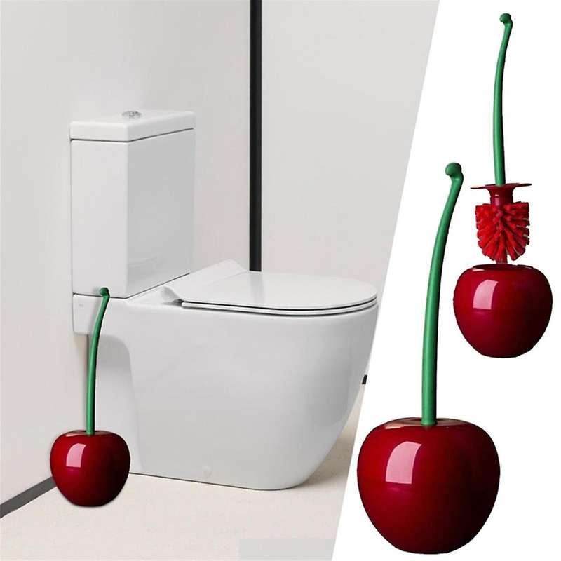 3PCS Cherry Toilet Brush Bathroom Brush Cleaner Toilet Bowl Brush and Holder Set with Long Handle fo
