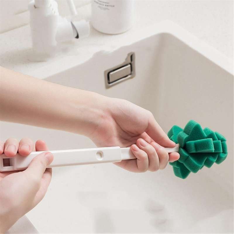 3Pcs Christmas Tree Shape Retractable Cup Brush Sponge Long Handle Telescopic Wineglass Coffe Tea Gl