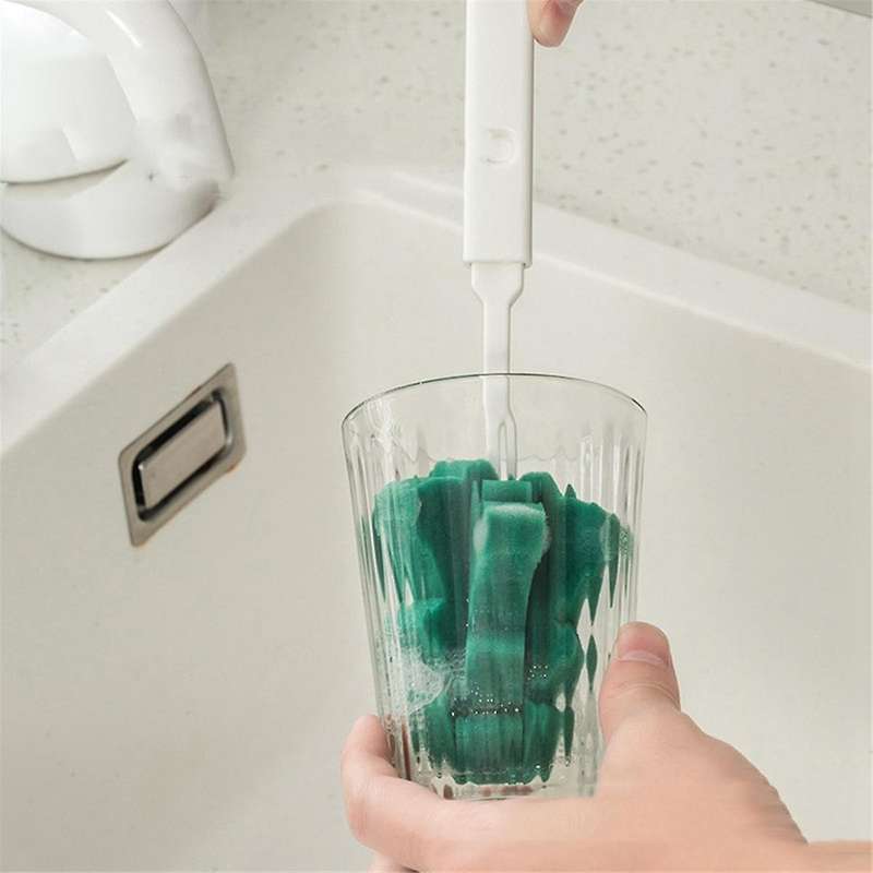 3Pcs Christmas Tree Shape Retractable Cup Brush Sponge Long Handle Telescopic Wineglass Coffe Tea Gl