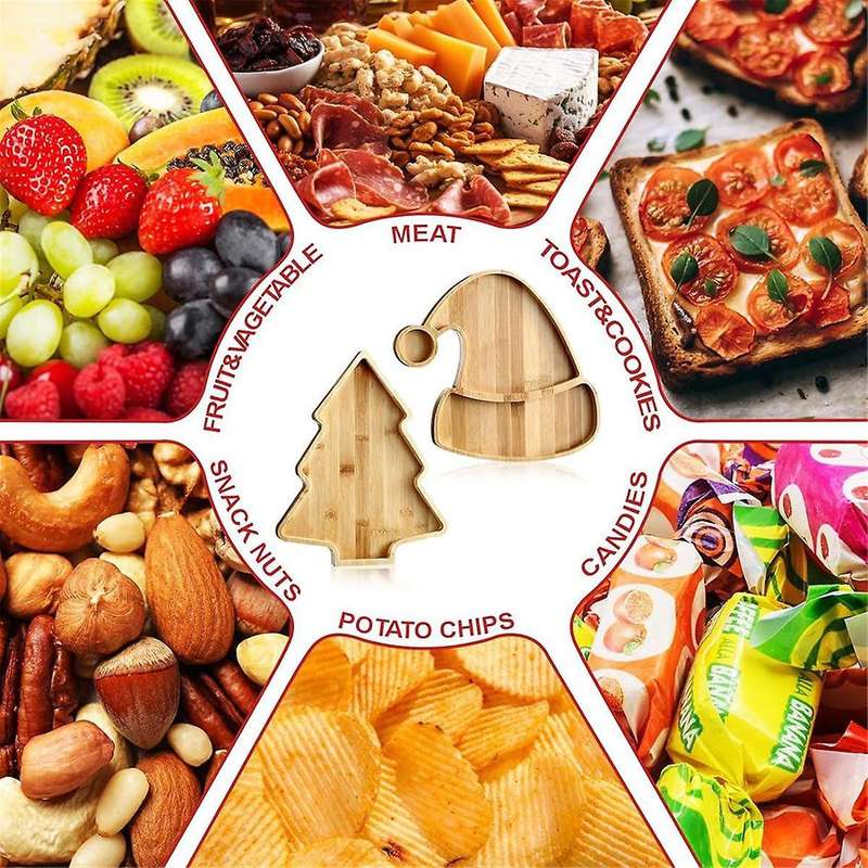 3pcs Christmas Wooden Serving Tray Wooden Plate Table Serving Platter for Christmas Diy Unique Food