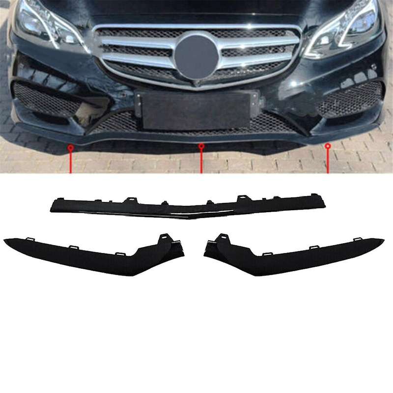 3Pcs Chrome Front Bumper Moulding Lip Trim Strip for E Class W212 14-16 A2128852774 A2128852874 A212