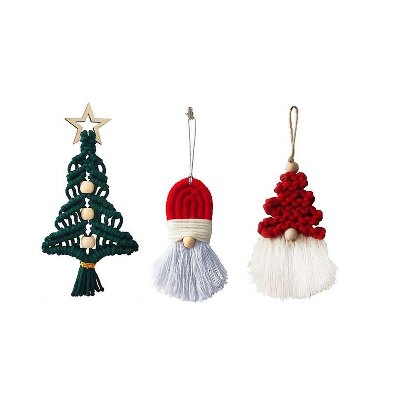 3pcs Christmas Trees Ornament Santas Hanging Ornament Woven Decoration Christmas Gift Christmas Supp