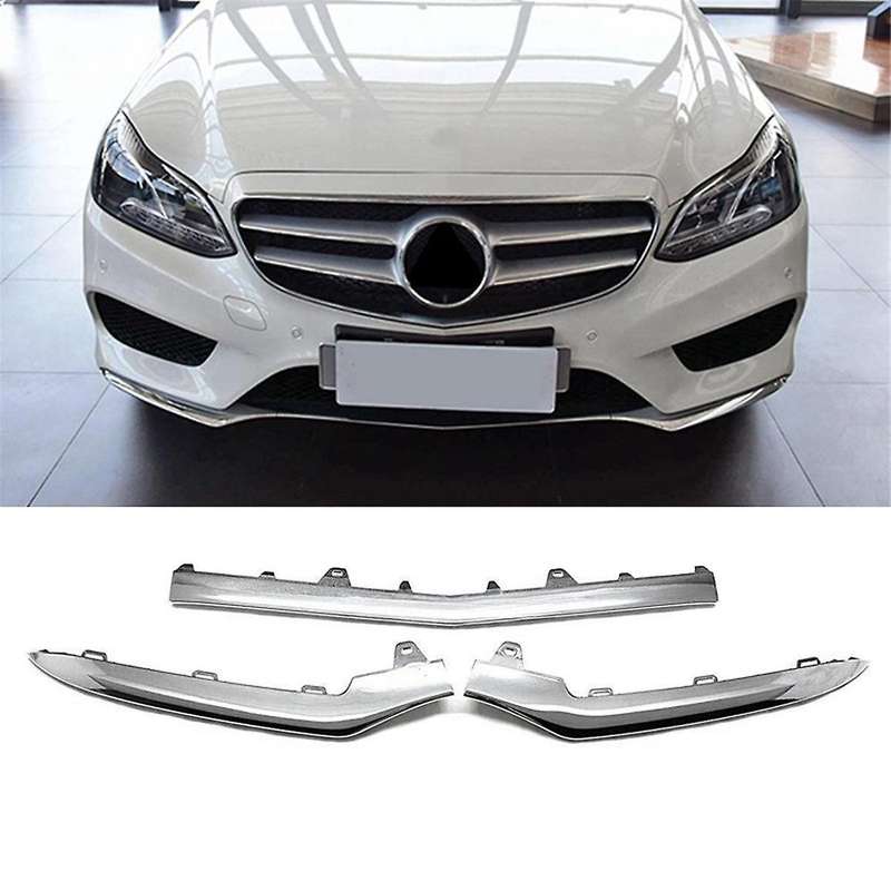 3Pcs Chrome Front Bumper Moulding Lip Trim Strip for E Class W212 14-16 A2128852774 A2128852874 A212
