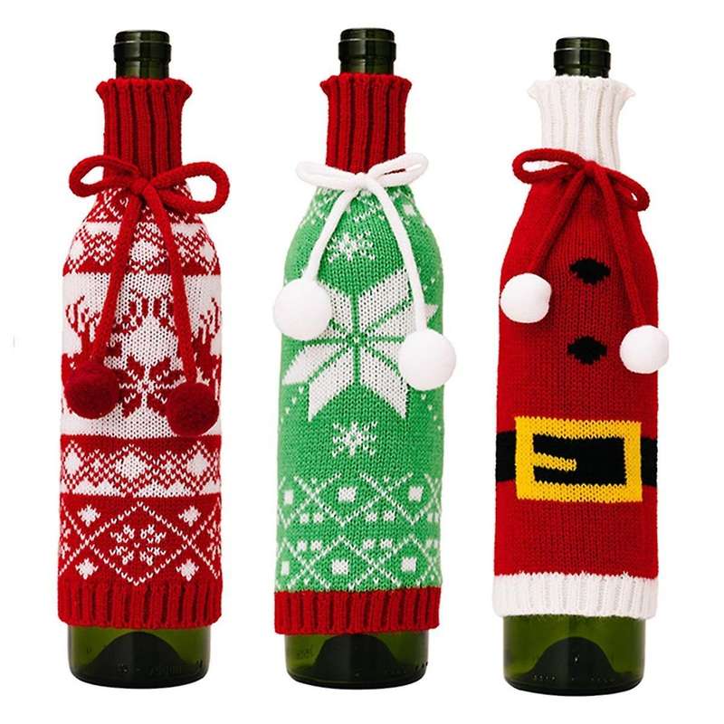 3PCS Christmas Wine Bottle Covers Decorations Cover for Wine Bottle for Christmas Decorations,Party