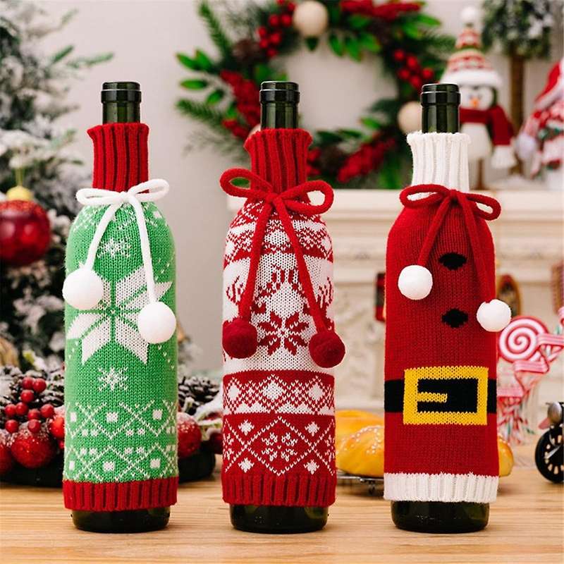 3PCS Christmas Wine Bottle Covers Decorations Cover for Wine Bottle for Christmas Decorations,Party
