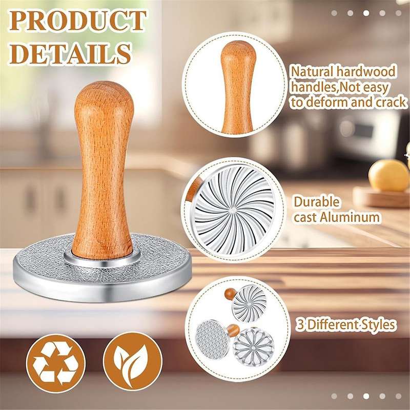 3pcs Cookie Stamps Metal Cookie Press Mold with Wooden Handle for Diy Baking Cake Pastry Cutters Coo