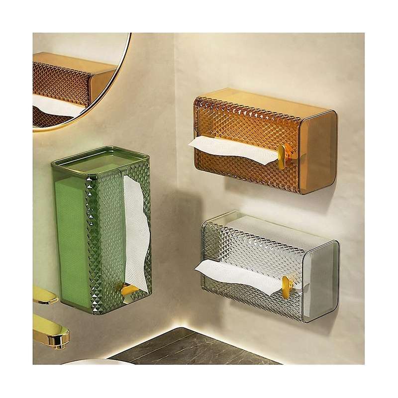 3pcs Convenient Bathroom Decor Adhesive Wall Mounted Napkin Organizer Paper Holder Paper Towel Tissu