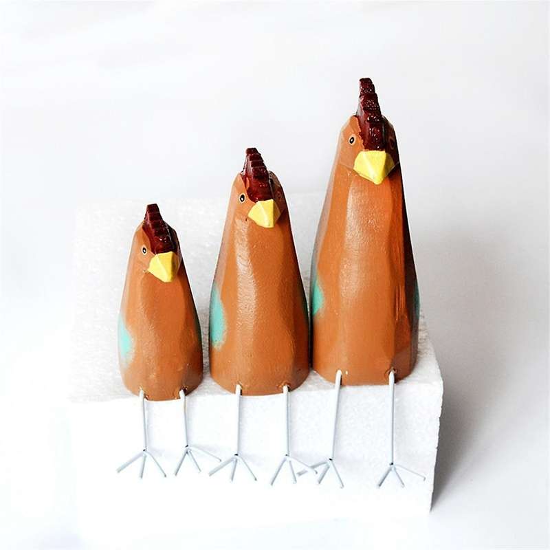 3pcs Cute Chicken Handicrafts Carvings Painted Wooden Sets for Home Decor,wooden Handicraft Animal O