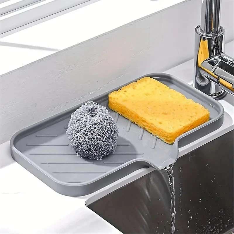 3PCS Countertop Dry Silicone Mat Drain Soap Pad Bathroom Soap Dish