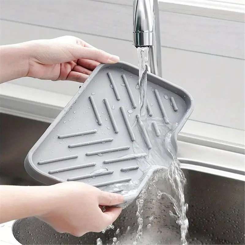 3PCS Countertop Dry Silicone Mat Drain Soap Pad Bathroom Soap Dish