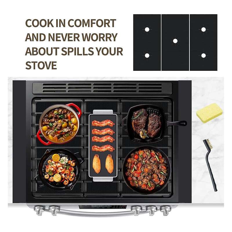 3pcs Covers for Gas Burners, Washable Cuttable Reusable Stove Protector for Gas Range, 0.4mm Thick H