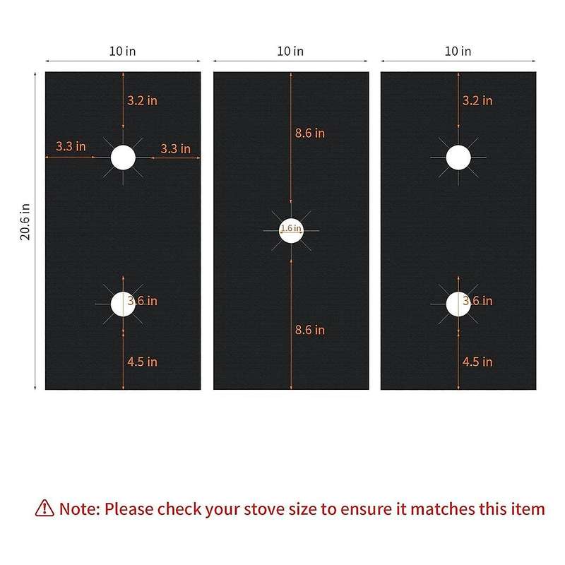 3pcs Covers for Gas Burners, Washable Cuttable Reusable Stove Protector for Gas Range, 0.4mm Thick H